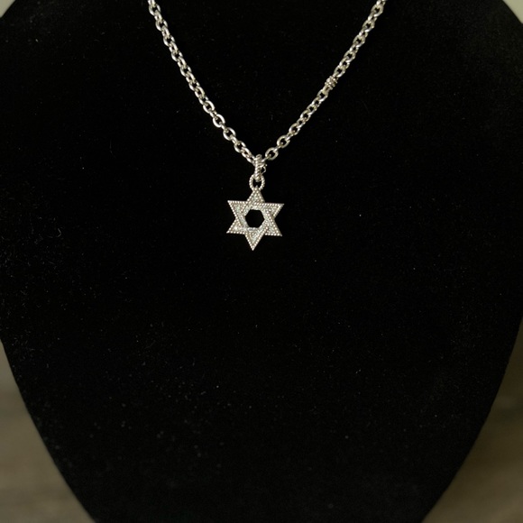 Judith Ripka Jewish Star Sterling Silver Necklace Pendant - Picture 2 of 13